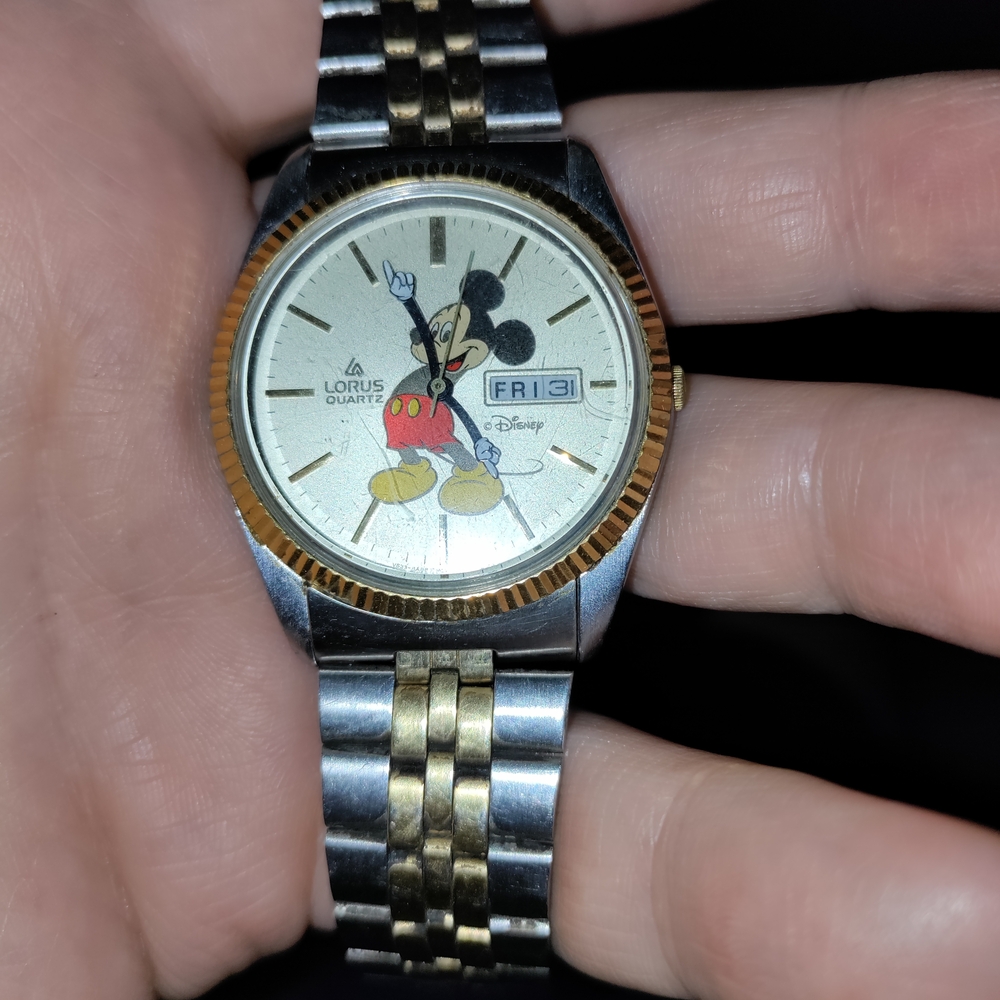 Men's Silver and Gold Mickey Mouse Watch